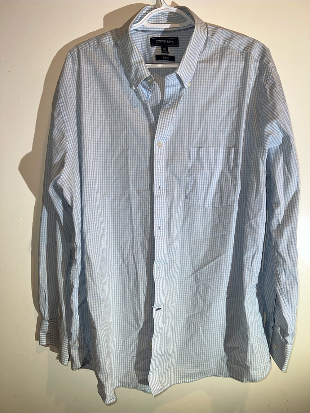 crown & ivy Light Blue Micro-Check Button-Down Shirt